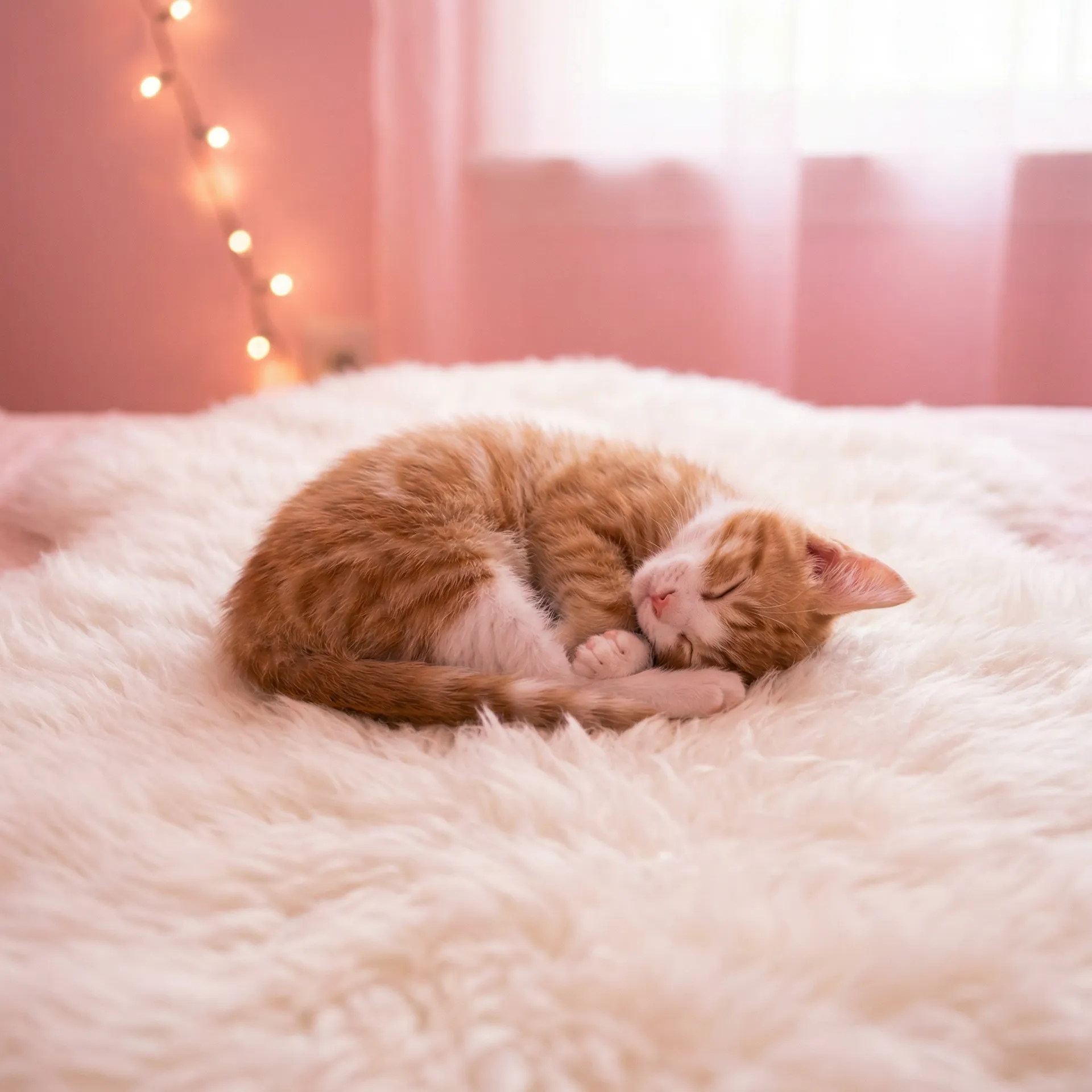 小猫蜷成一团入睡 - 丰满的瑜伽老师