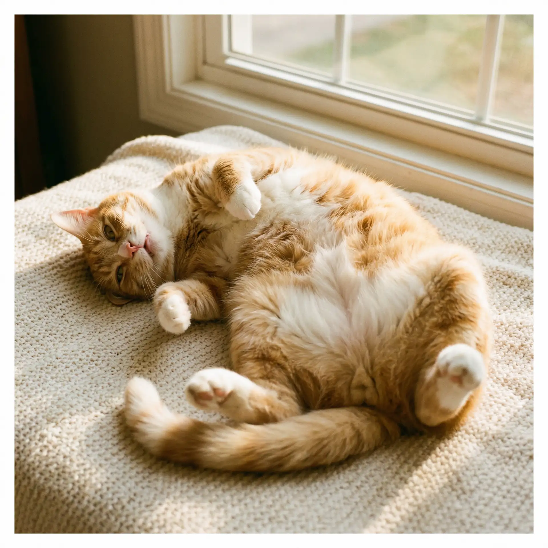 猫咪仰躺露出肚皮 - 丰满的瑜伽老师